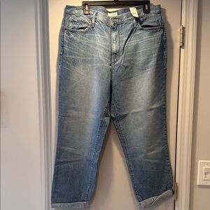 LOFT Light Blue High-Rise Straight-Leg Jeans